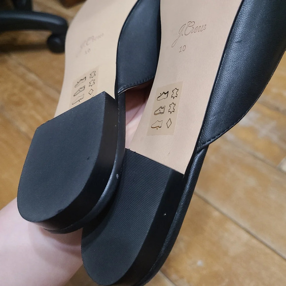 NWOT J.Crew Pointed Toe Black Leather Mules Size 10 - Picture 6 of 11